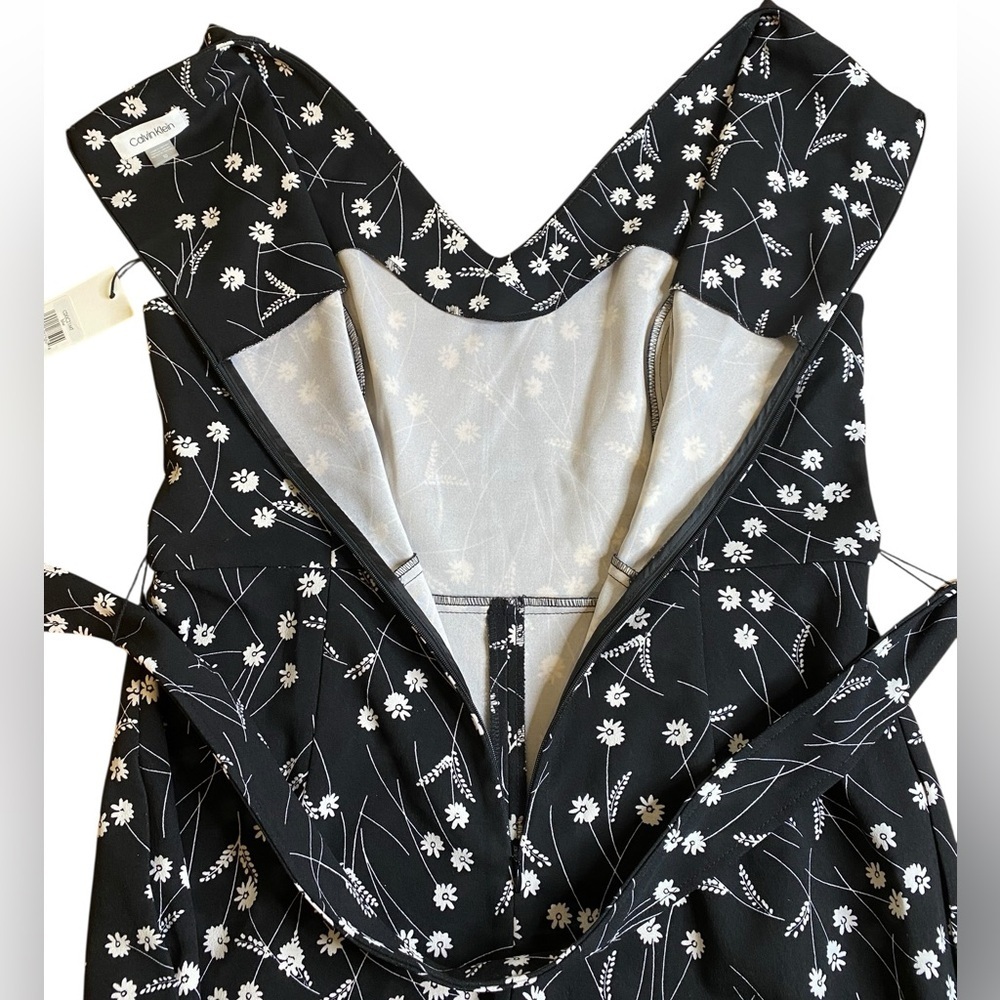 Calvin Klein Black & White Sleeveless Wide leg Jumpsuit Women’s Size 10 NWT - Picture 13 of 16